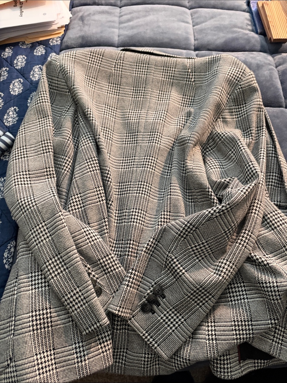 Talbots Glen Plaid Two-Button Blazer in Black & White - Picture 4 of 4